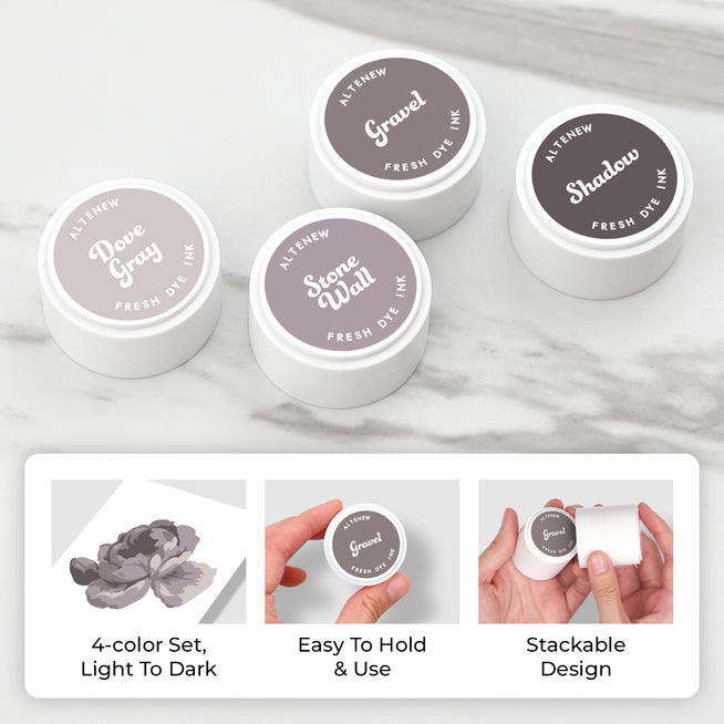 Altenew Tranquil Reflections Fresh Dye Ink Mini Pods with colorful label design for crafting and stamping projects.