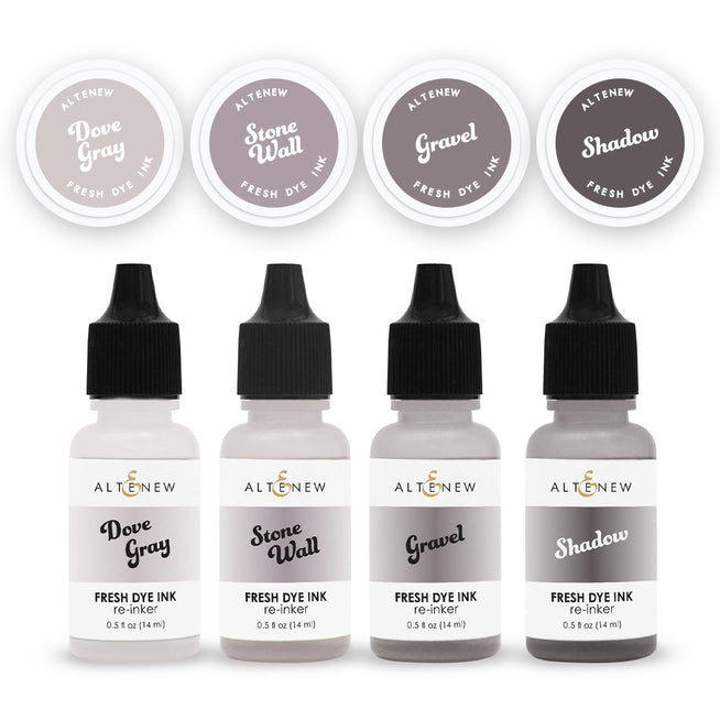 Altenew Tranquil Reflections dye ink mini pods and reinker bundle with vibrant blue and green ink colors for stamping and crafting.