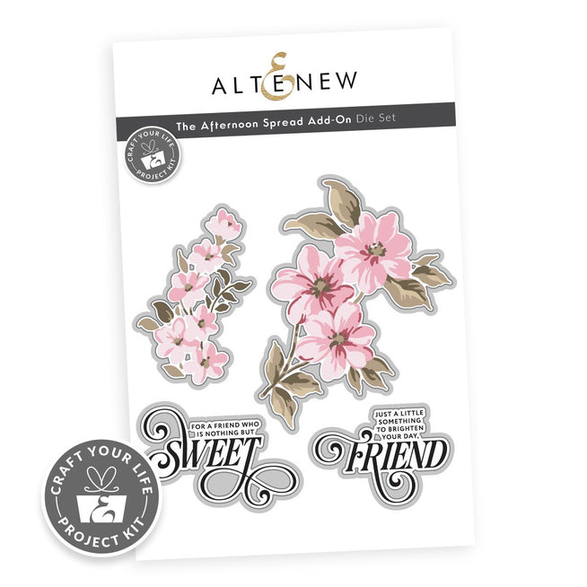 Altenew Craft Your Life Project Kit Afternoon Spread Add-on Die Set with floral and decorative die cut shapes for card making.