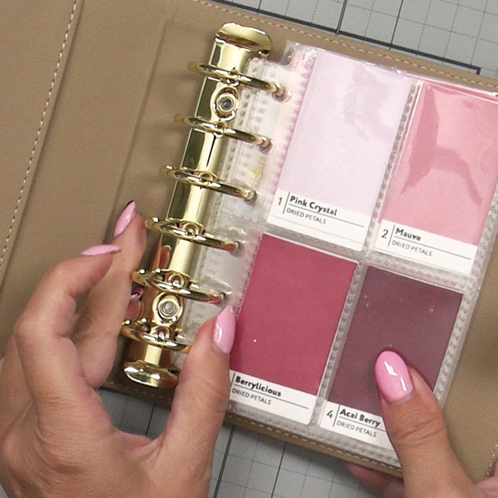 Altenew Swatch Book Album A7 in beige, a compact tool for storing and organizing paper swatches or craft samples.