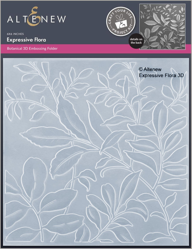 Altenew Craft Your Life Project Kit Expressive Flora with 3D embossing folder for floral craft projects.
