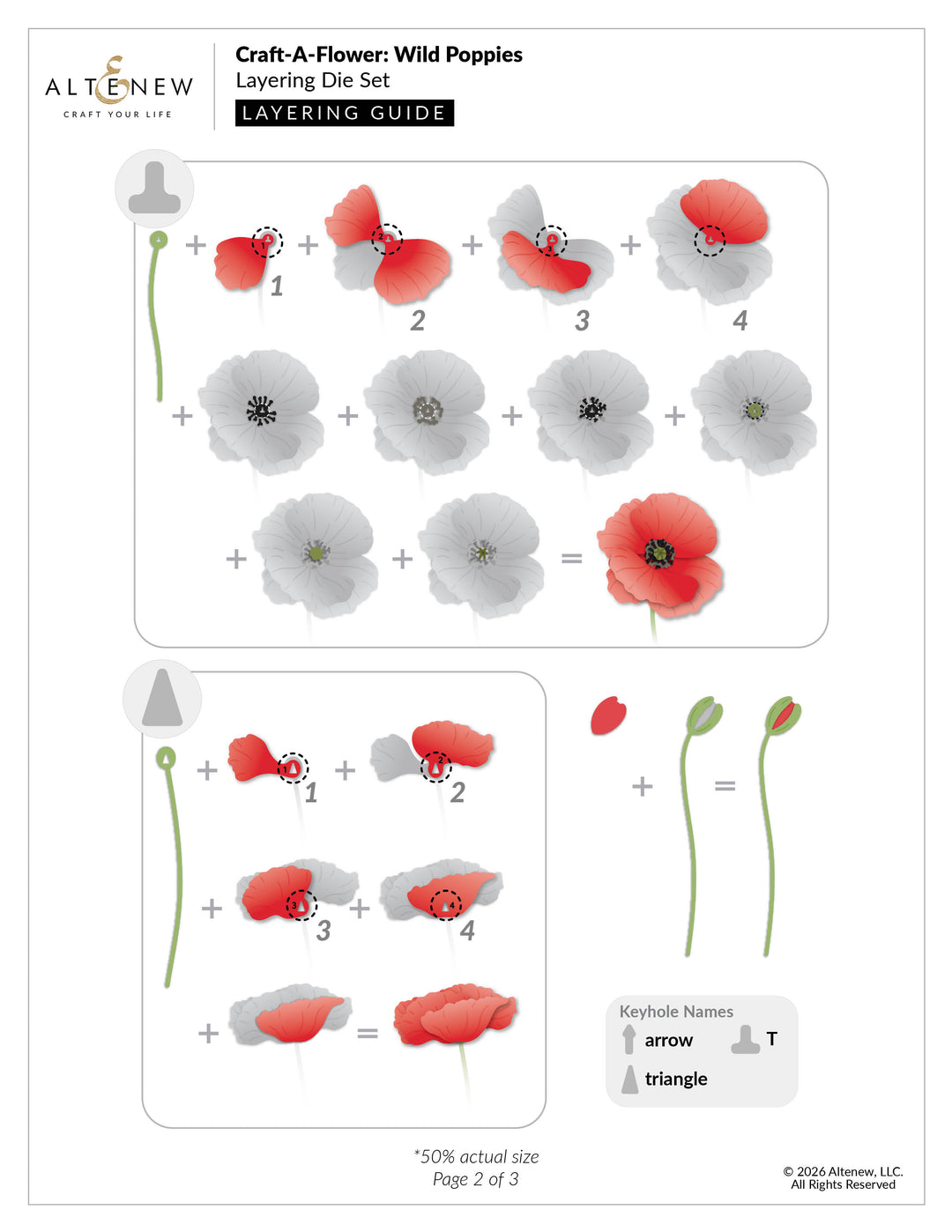 Altenew Craft-A-Flower Wild Poppies layering die set with guide for creating detailed floral designs.