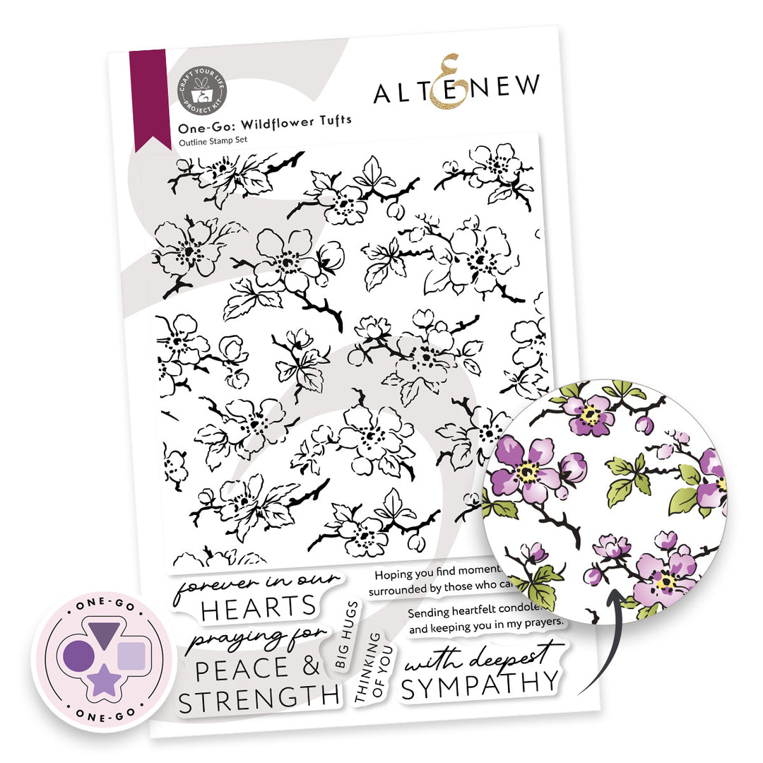 Craft Your Life Project Kit by Altenew featuring Wildflower Tufts stamp set and add-on die bundle for floral crafting.