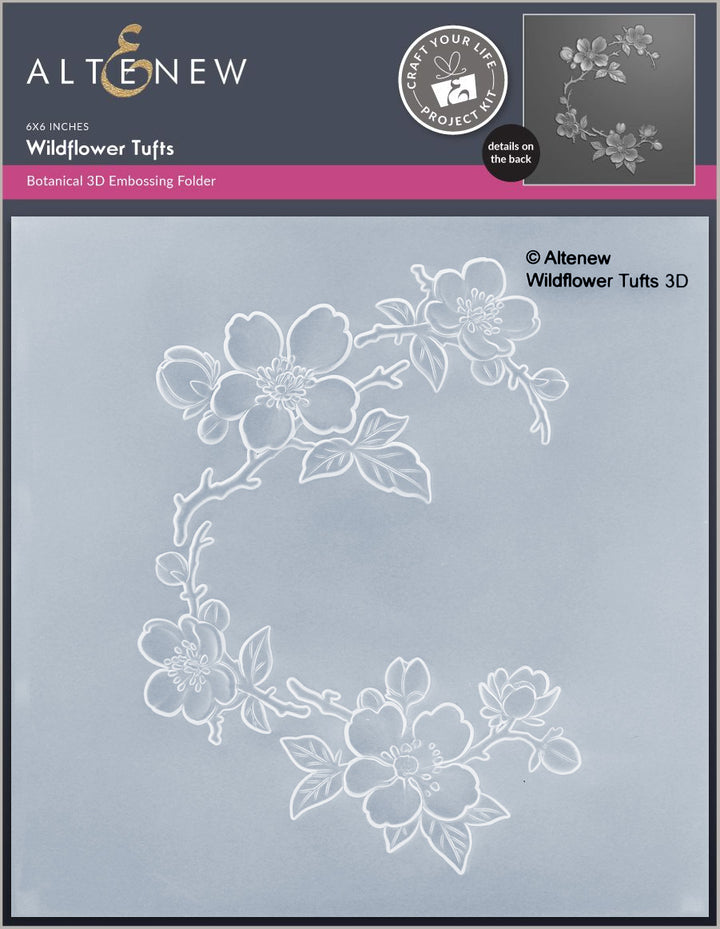 Craft Your Life Project Kit by Altenew featuring wildflower tufts and add-on die bundle with 3D embossing folder for crafting.