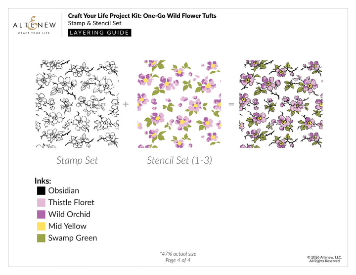 Altenew Craft Your Life Project Kit with Wildflower Tufts stencil set and layering guide for floral crafting projects.