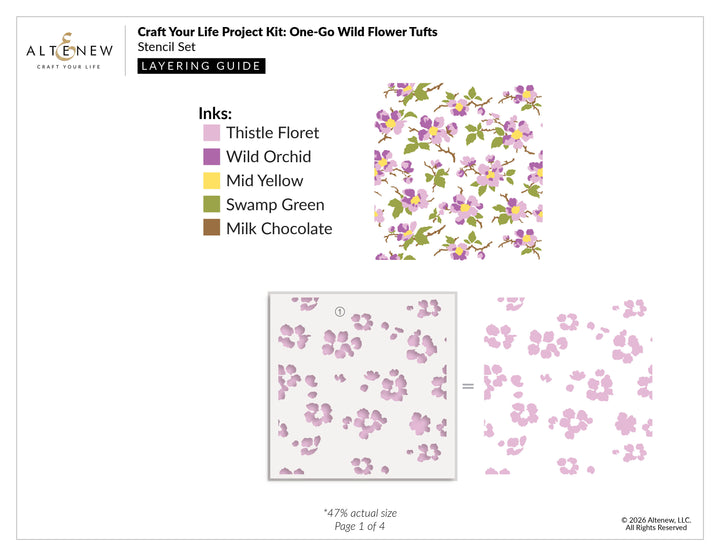 Altenew Craft Your Life Project Kit with wildflower tufts, add-on die bundle, stencil set, and layering guide for floral crafting projects.