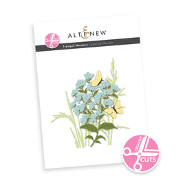 Altenew Creative Cuts Tranquil Meadow die set with intricate floral and foliage metal dies for card making and crafting projects.