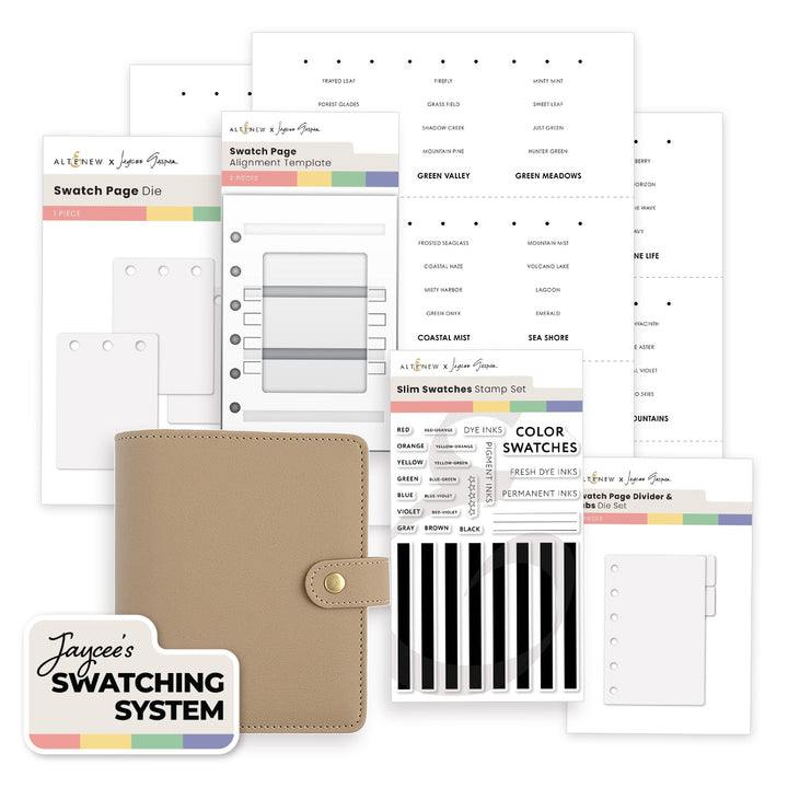 Altenew Jaycee's Swatching Essentials Bundle with die and digital downloads for organized color swatching