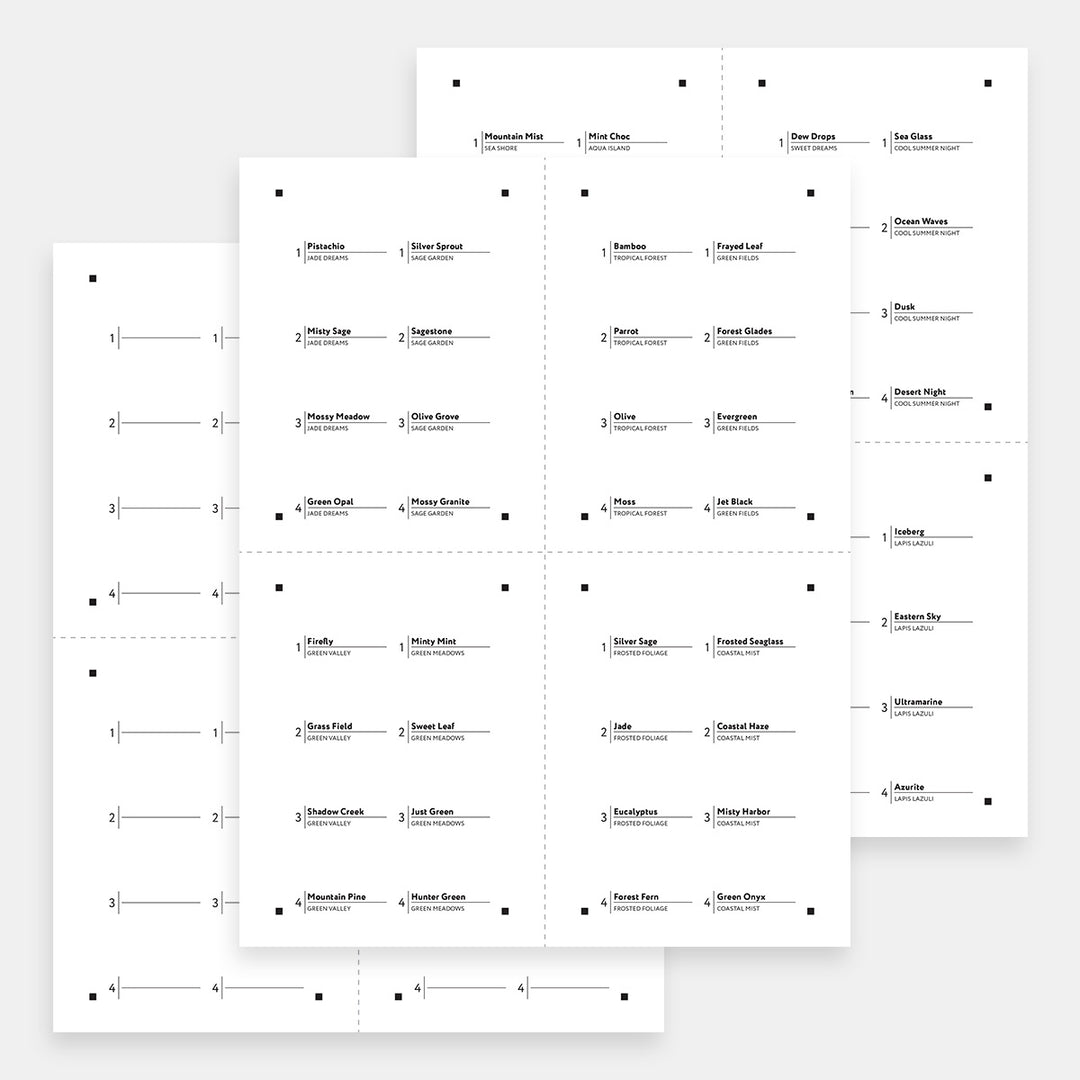 Small Style C printable swatches from Altenew for digital color reference, featuring a compact, organized design.