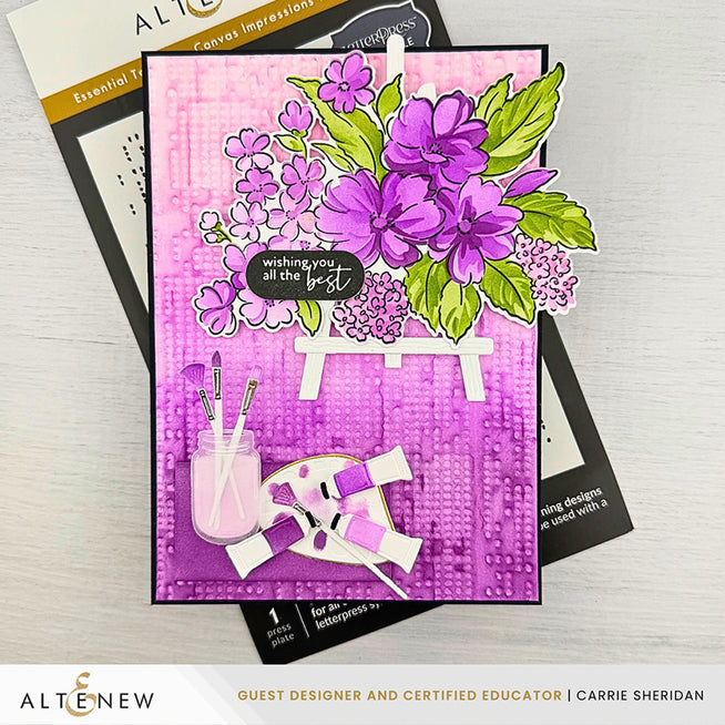 Altenew One-Go Solid Circular Sentiments dies and Betterpress plate bundle with intricate circular sentiment designs on metal plates and dies.