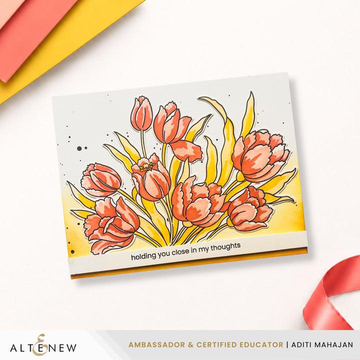 Build-A-Garden Soft Tulips set by Altenew featuring colorful paper tulip flowers arranged for craft projects.