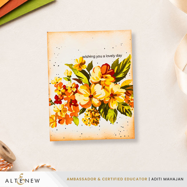 Build-A-Garden set by Altenew featuring softly sketched floral blooms on a greeting card with a delicate, artistic design.