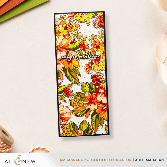 Build-A-Garden set by Altenew featuring softly sketched floral blooms on a card, designed by Aditi Mahajan.
