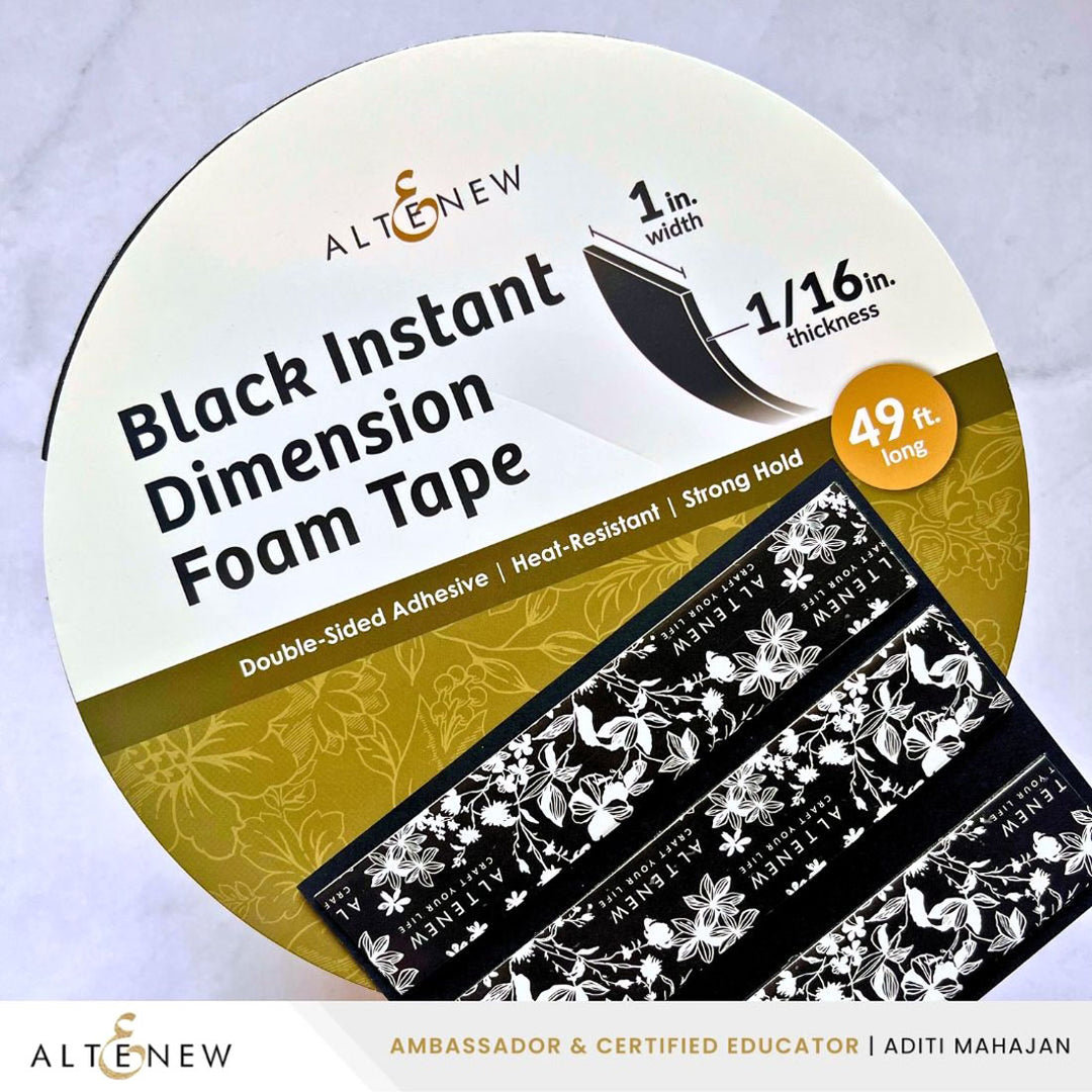 Black Instant Dimension Foam Tape - 1/16'' x 1'' x 15m - Altenew