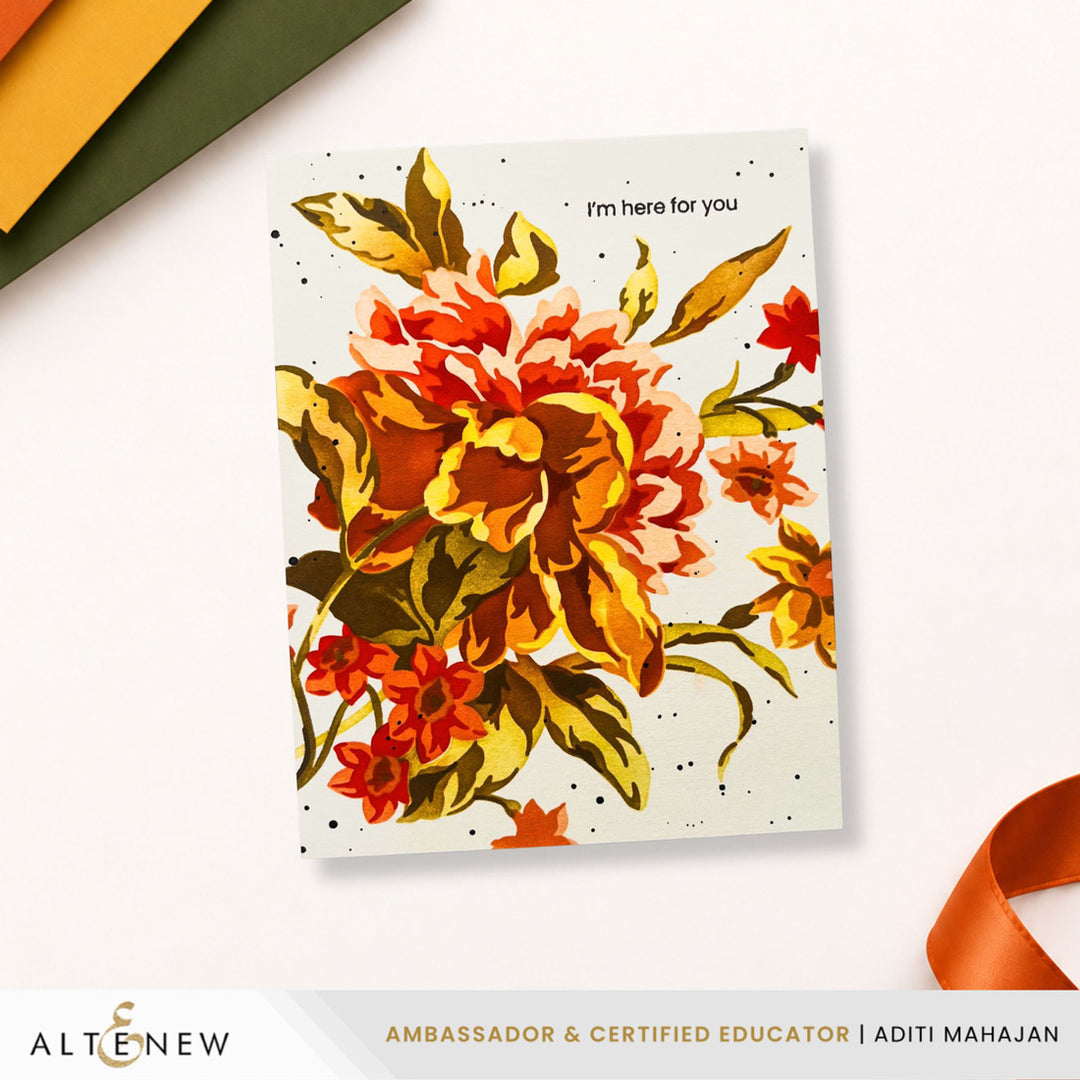 Altenew Bowl of Beauty layering stencil set, 6-piece stencil design for crafting floral artwork