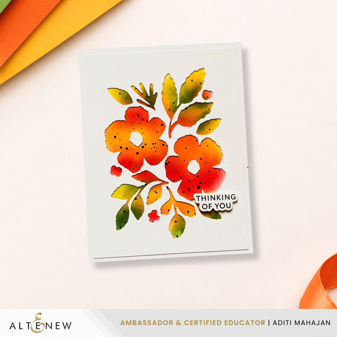 Altenew Zero-Waste Embroidered Florals die set for paper crafting, featuring floral design dies on white background.
