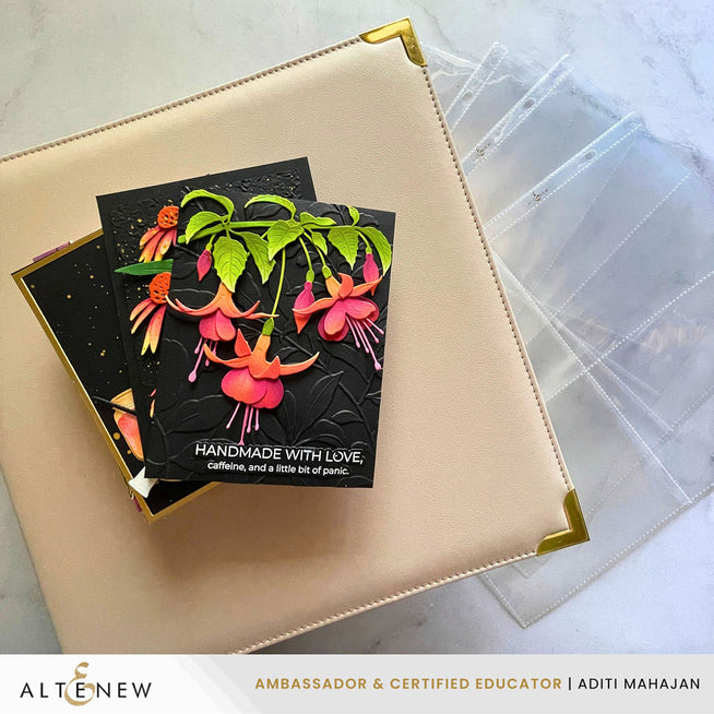 Altenew ivory three-ring photo album with pocket pages, featuring a clean, elegant design for storing and displaying photos.