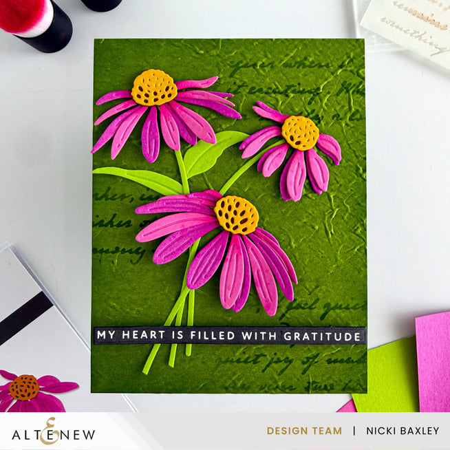 Altenew Craft-A-Flower Coneflower layering die set with detailed flower and leaf dies for paper crafting and card making.