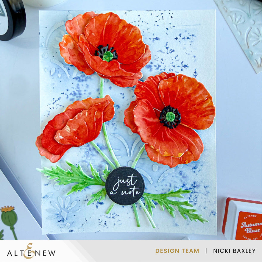 Altenew Craft-A-Flower Wild Poppies Layering Die Set with intricate poppy flower dies for paper crafting and card making.