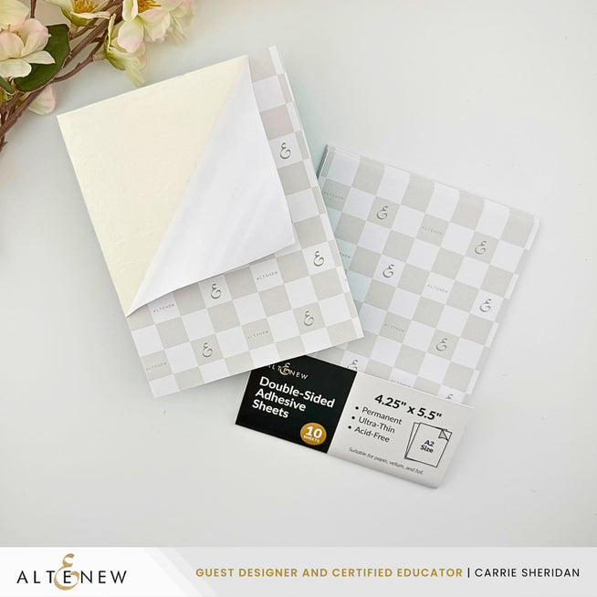 Altenew double-sided adhesive sheets, 4.25 x 5.5 inches, set of 10, perfect for crafts and scrapbooking projects.