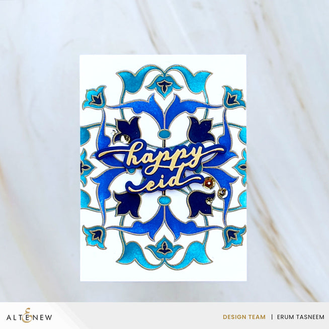 Altenew Arabesque Medallion stencil, die, and embossing folder bundle with intricate Islamic-inspired medallion design for crafting.