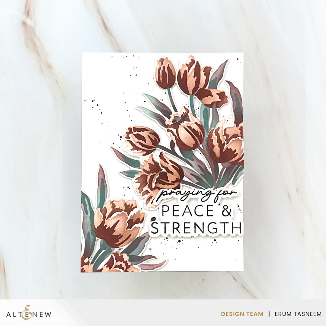 Altenew Marvelous Monthly Series Bundle November 2026 release with soft tulip-themed design in a clear plastic bag.