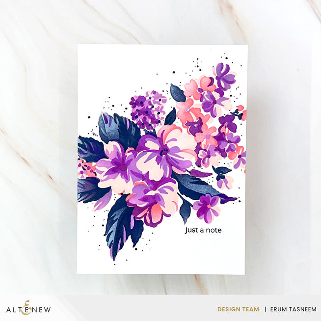 Build-A-Garden: Softly Sketched Blooms set by Altenew featuring floral stamps with Highland Flora Inks in a high-quality craft image.