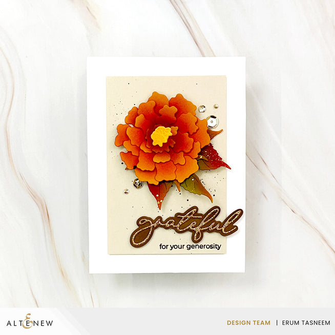 Altenew Craft-A-Flower Marigold Layering Die Set with intricate floral die cuts for paper crafting and card making.