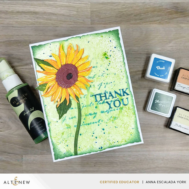 Altenew Paper Echoes Stencil featuring intricate sunflower and leaf designs, perfect for crafting and mixed media projects.
