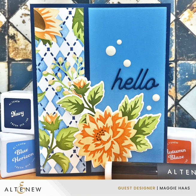 Altenew Warm & Cozy Sentiments die set with intricate floral and geometric die cuts for paper crafting projects.