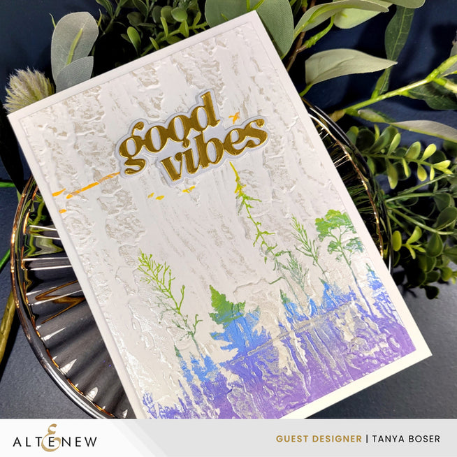 Altenew Warm & Cozy Sentiments die set, featuring intricate die cuts of cozy, weathered bark and woodland-themed designs.