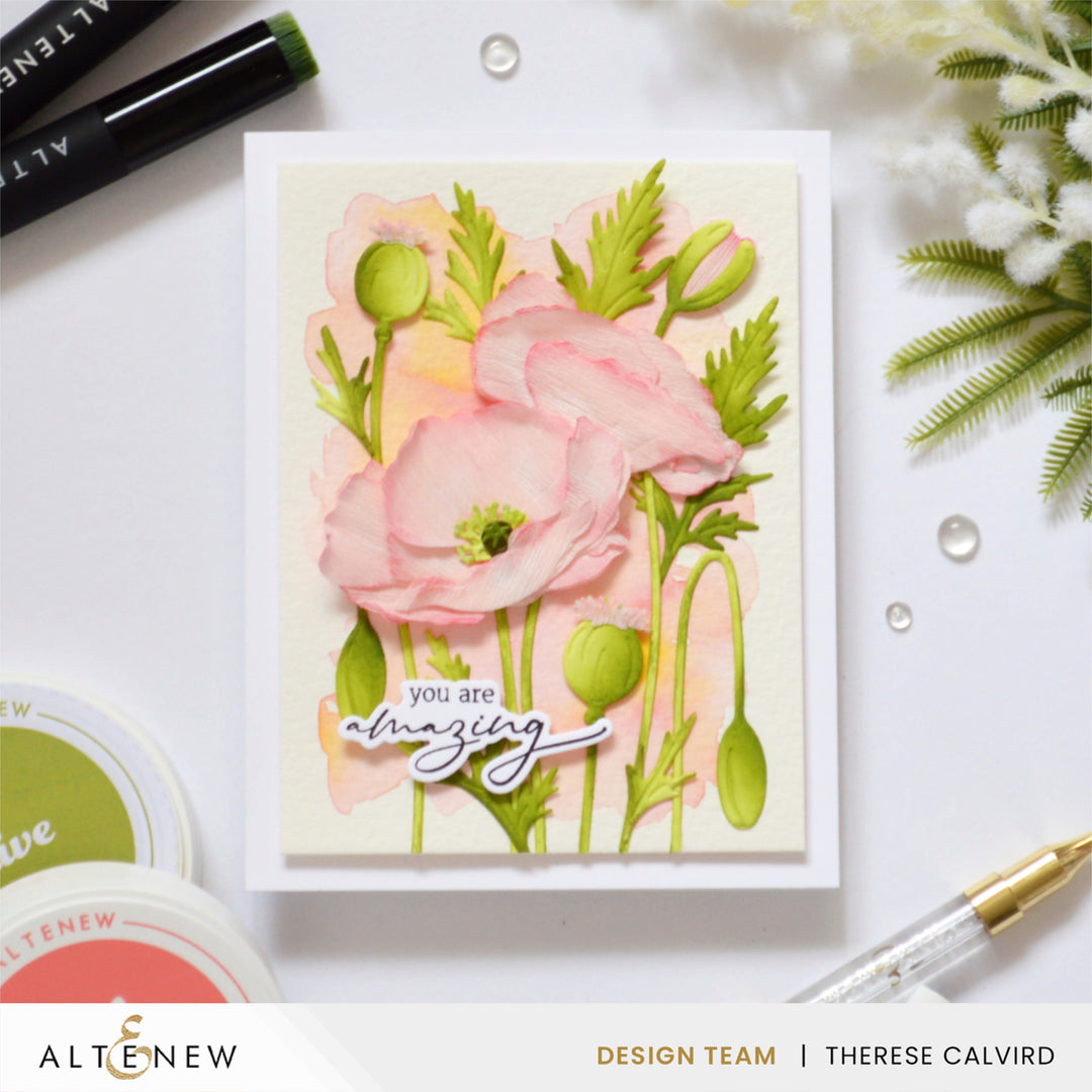 Altenew Craft-A-Flower Wild Poppies layering die set with detailed floral dies for creating layered poppy flower designs.