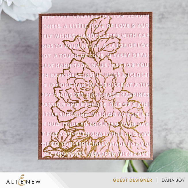 Altenew Handmade Happiness 3D embossing folder with intricate floral garland design for crafting and card making.