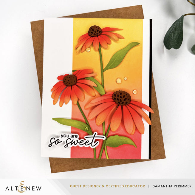 Altenew Craft-A-Flower Coneflower layering die set with detailed flower and leaf dies for creating layered paper floral designs.