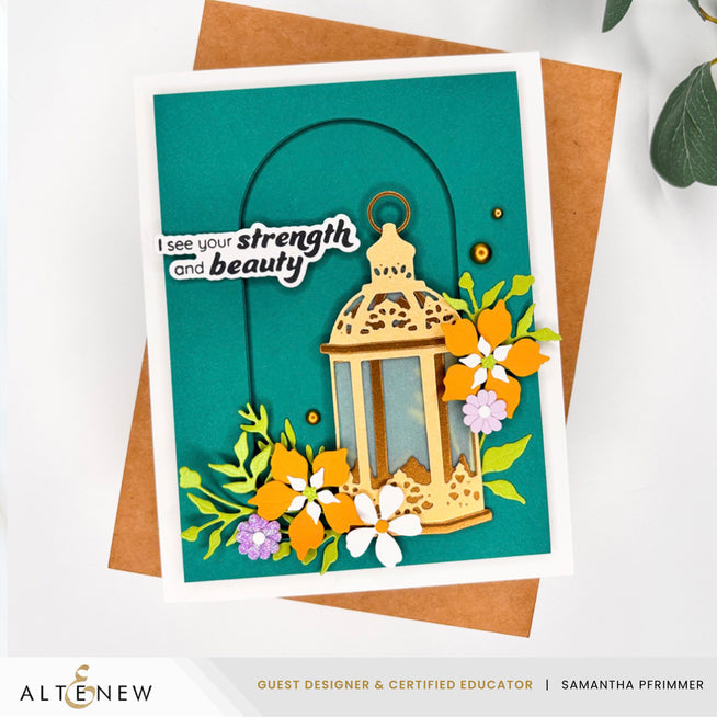 Altenew Ornamental Lantern Layering Die Set with intricate nesting arches and wildflower designs for crafting and card making.