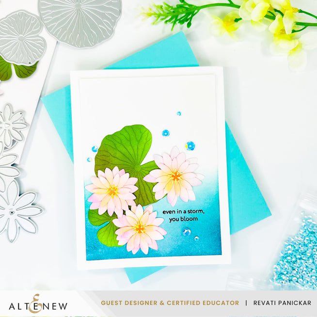 Altenew Pond Lilies full release bundle featuring detailed botanical illustrations by Revati Panickar.