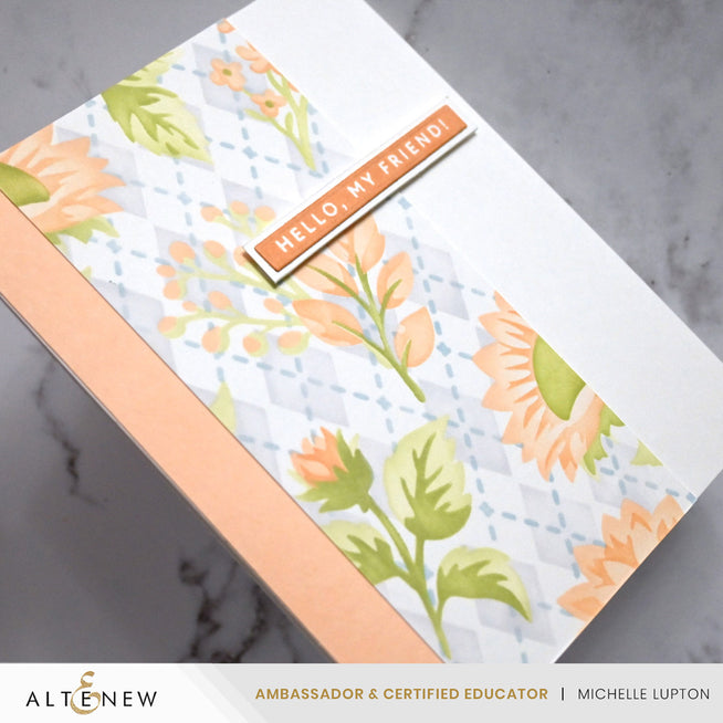 Altenew stencil art botanical argyle and add-on die bundle with Jade Dreams and Dessert Dreams designs, including sentiment strips.