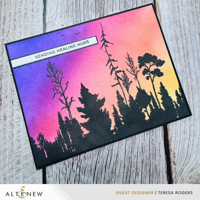 Altenew Woodland Silhouette and Delicate Garden Kit full release bundle featuring violet, crimson, terracotta, chamomile, and Teresa Rogers artwork.