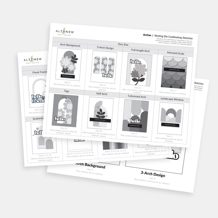Printable Nesting Card Sketches: Arches - Altenew