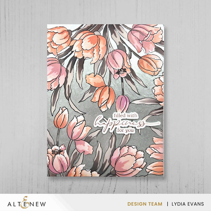 Build-A-Garden Altenew Soft Tulips set featuring delicate fabric tulips in soft pink and green, perfect for floral craft projects.