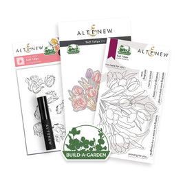 Build-A-Garden: Soft Tulips set by Altenew featuring colorful fabric tulip flowers for creative craft projects.