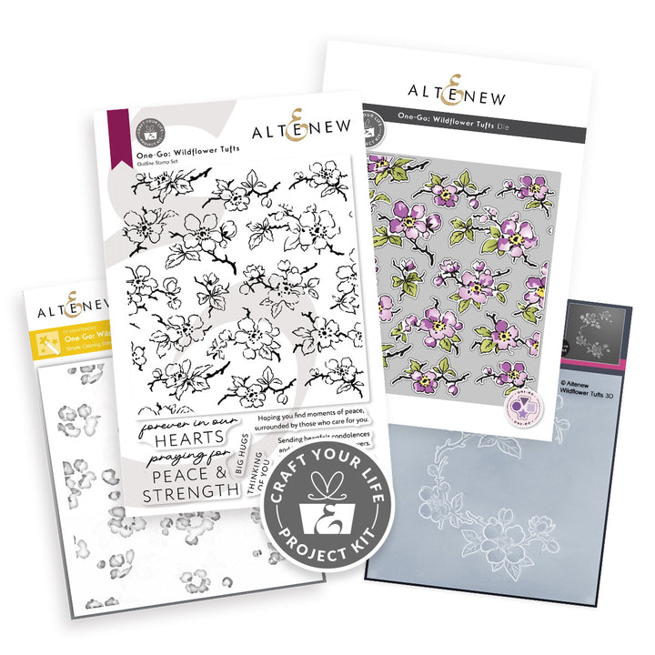 Altenew Craft Your Life Project Kit with wildflower tufts for creative floral crafting and DIY art projects.