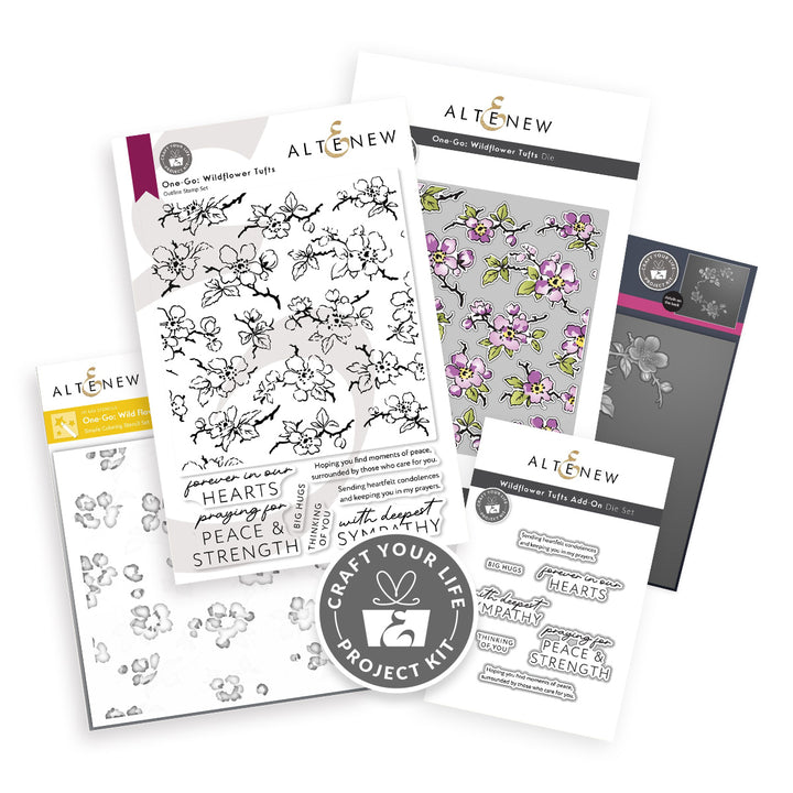 Altenew Craft Your Life Project Kit with wildflower tufts and add-on die bundle for creative crafting and floral design projects.