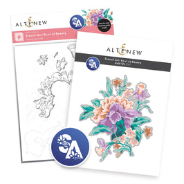 Altenew stencil art bundle featuring a bowl of beauty design and matching add-on die set for creative crafting projects.