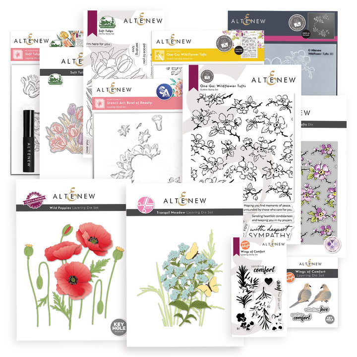Altenew Marvelous Monthly Series Bundle for November 2026, featuring assorted crafting supplies and stamps in a colorful package.