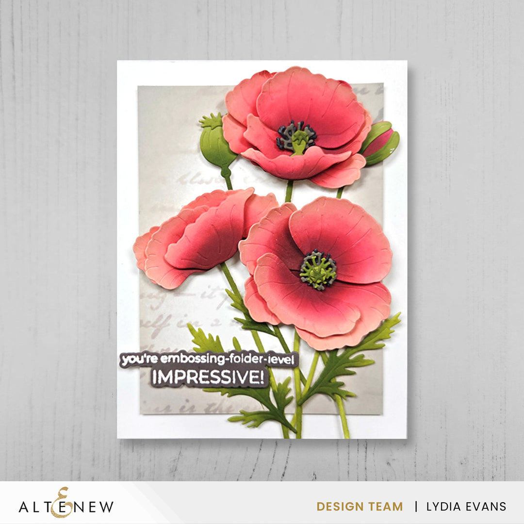 Altenew Craft-A-Flower Wild Poppies layering die set with intricate flower and leaf dies for paper crafting and card making.