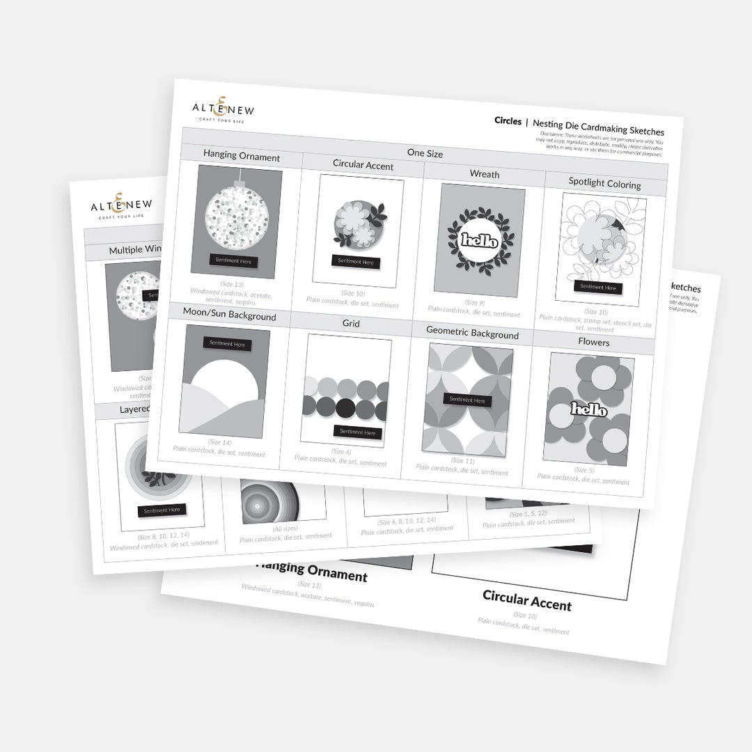 Printable Nesting Card Sketches: Circles - Altenew