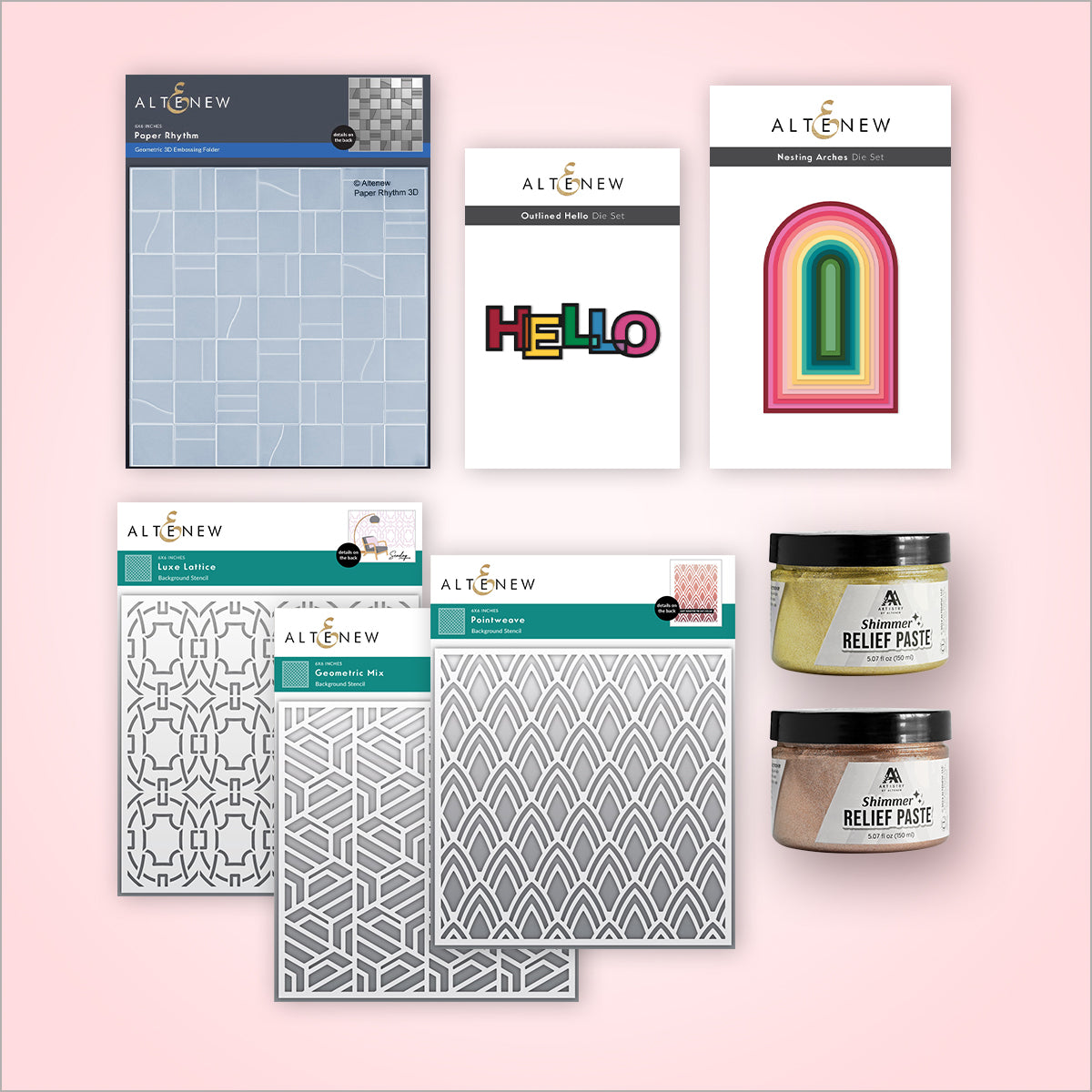 Altenew Craft the Moment III Modern Impressions workshop kit with colorful crafting supplies and tools for creative projects.