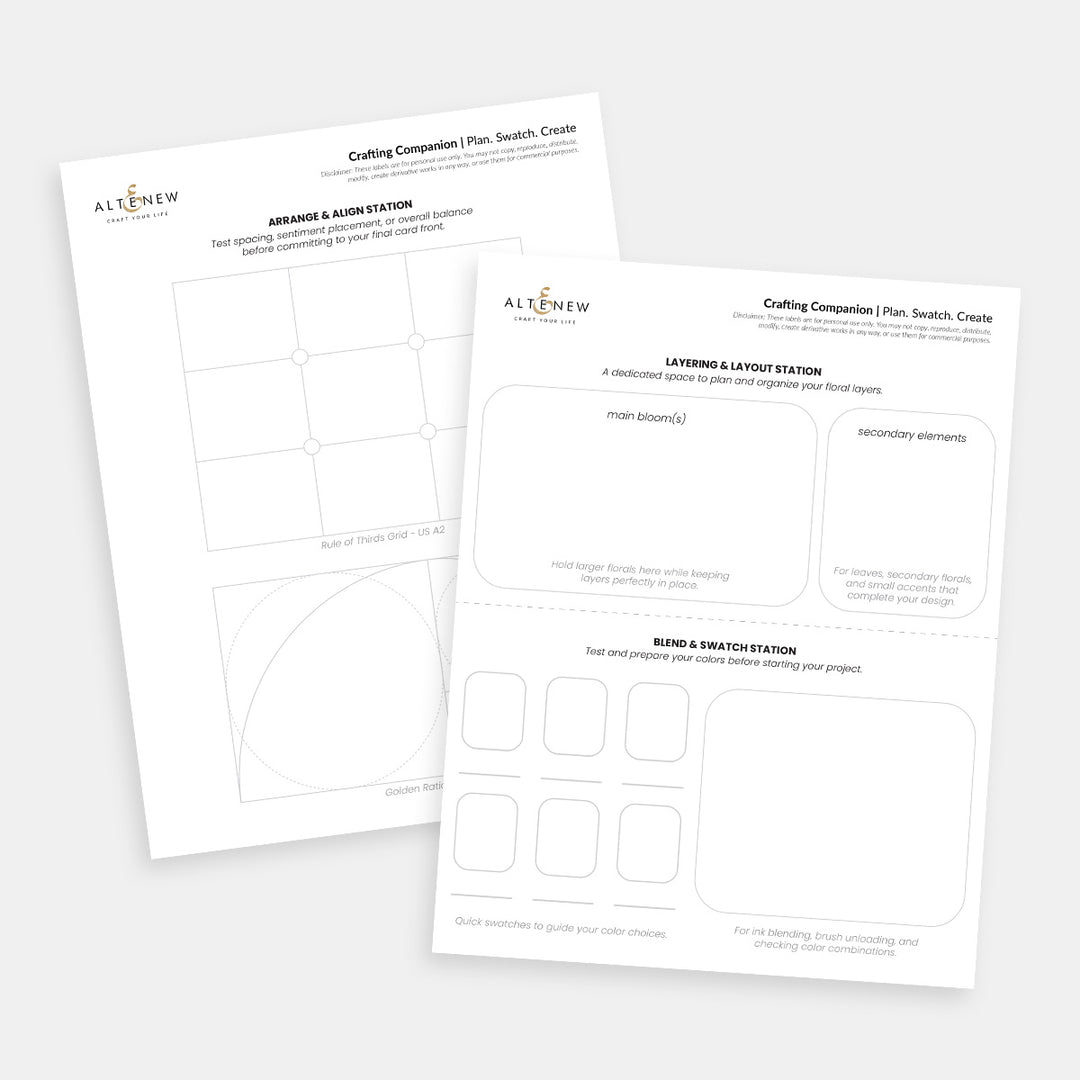 Printable Crafting Companion | Card Layout Planner & Color Swatching Sheet - Altenew