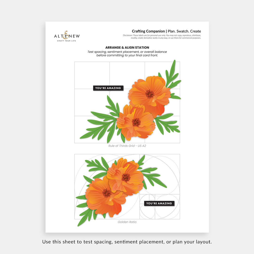 Printable Crafting Companion | Card Layout Planner & Color Swatching Sheet - Altenew